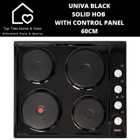 Univa Black Solid Hob with Control Panel - 60cm