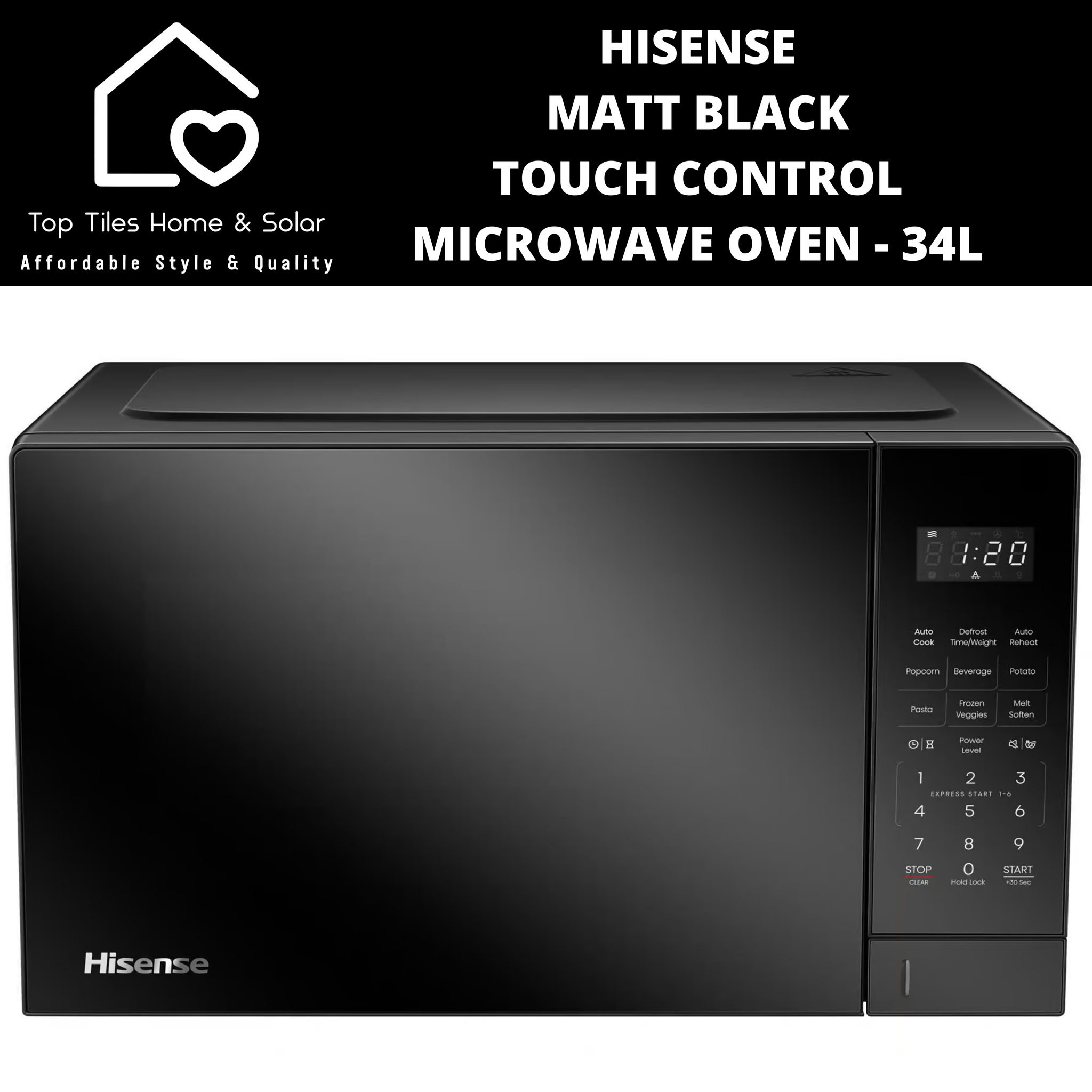 Hisense Matt Black Touch Control Microwave Oven - 34L