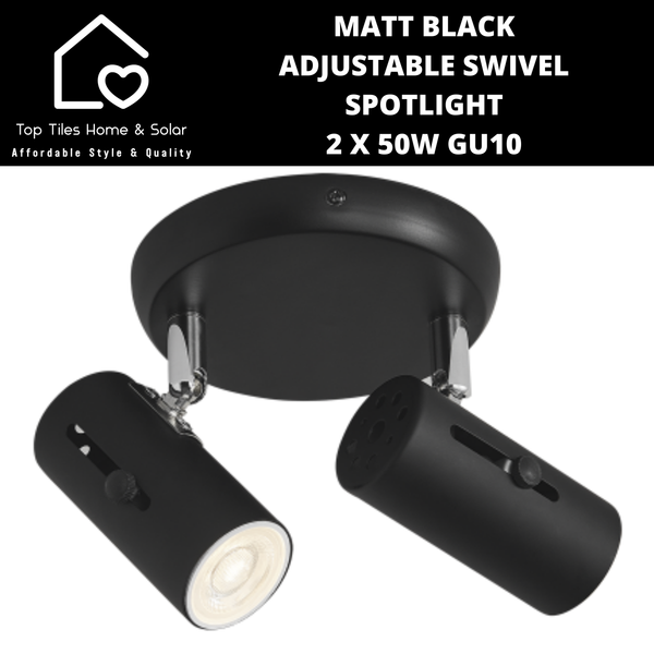 Matt Black Adjustable Swivel Spotlight - 2 x 50W GU10