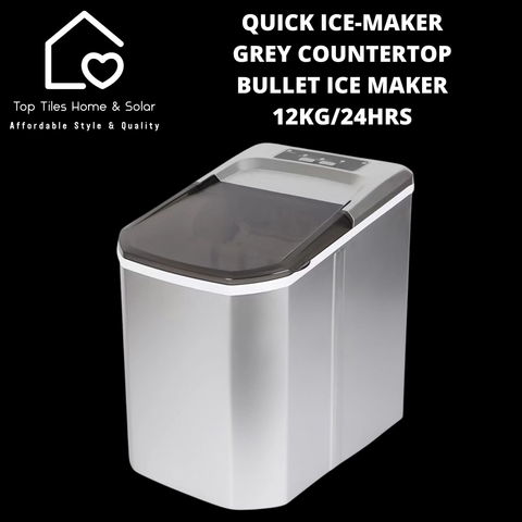 Quick Ice-Maker Grey Countertop Bullet Ice Maker - 12kg/24Hrs