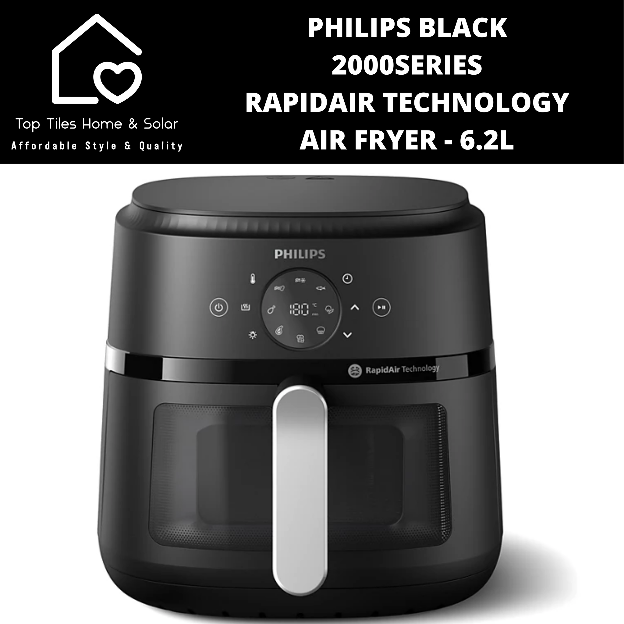 Philips Black 2000Series RapidAir Technology Air Fryer - 6.2L