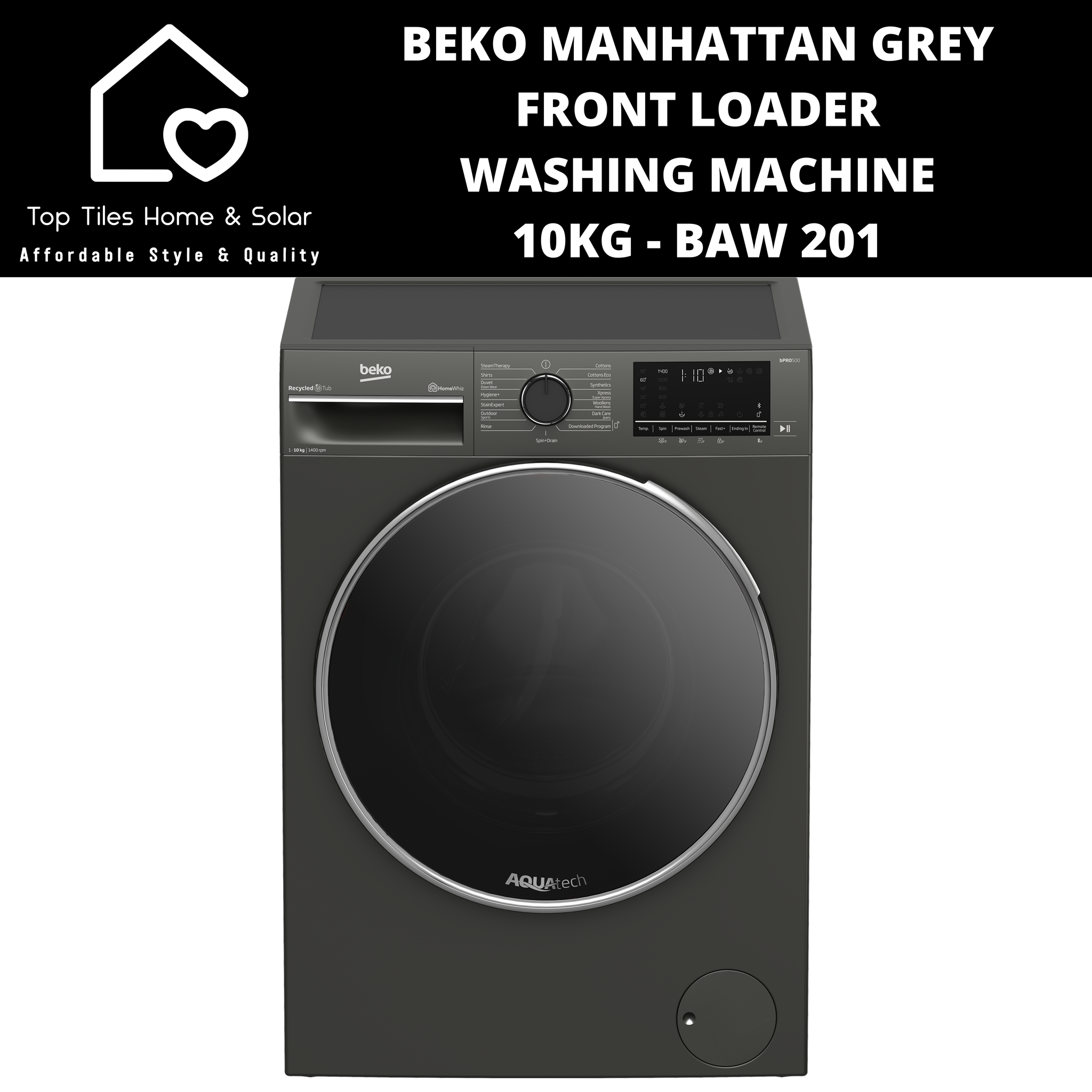 Beko Manhattan Grey Front Loader Washing Machine - 10kg BAW 201
