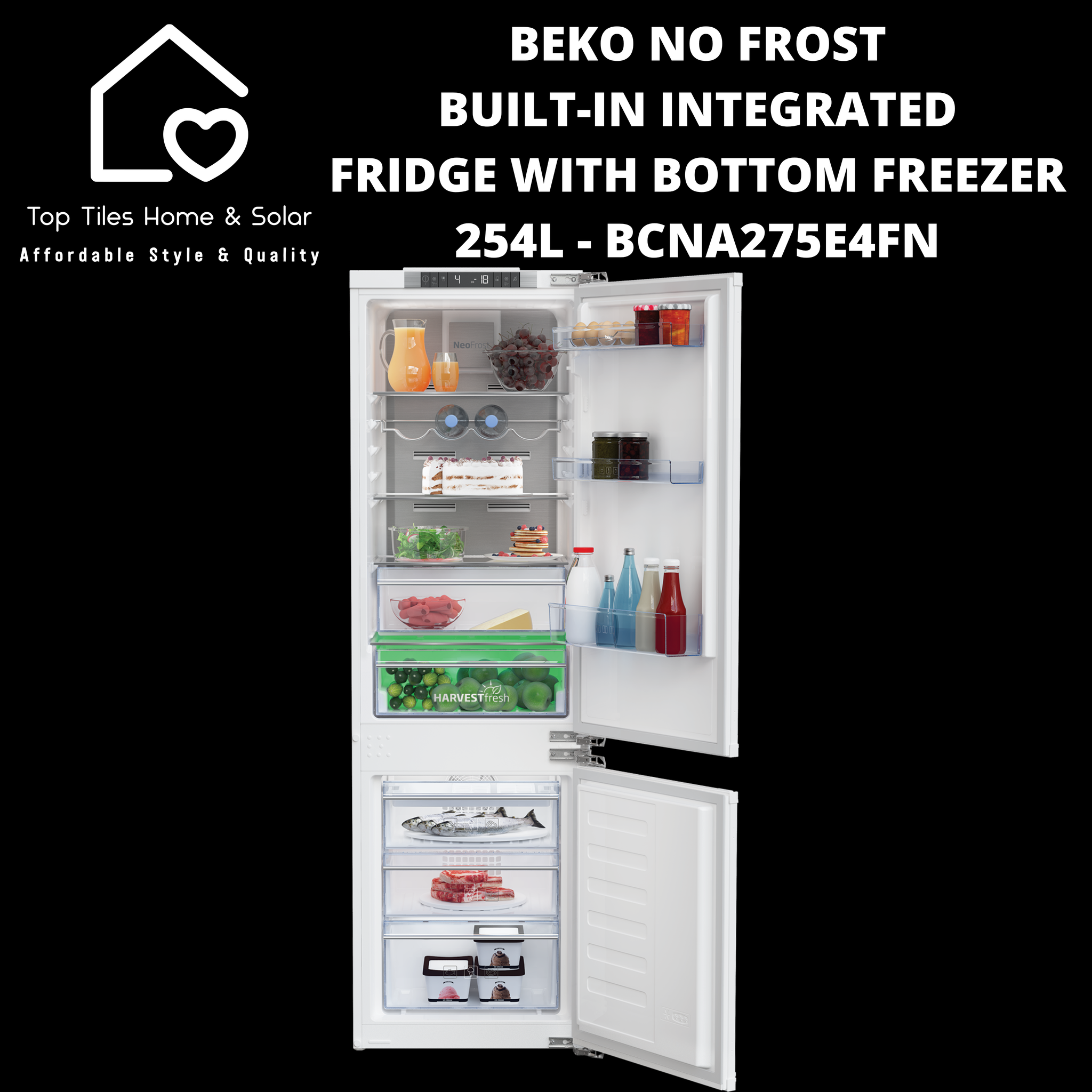 Beko No Frost Built-in Integrated Fridge Freezer - 254L BCNA275E4FN