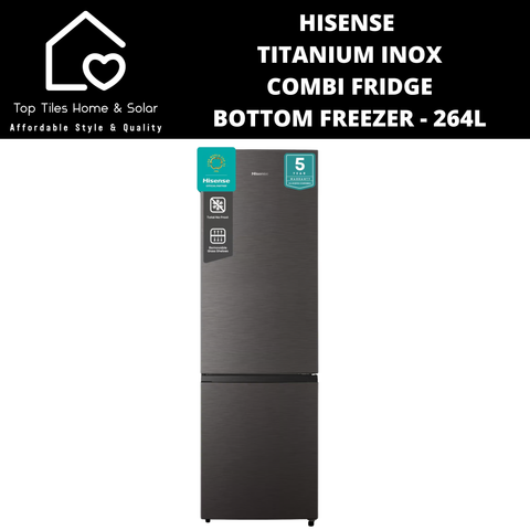 Hisense Titanium Inox Combi Fridge Bottom Freezer - 264L