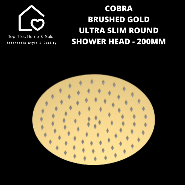 Cobra Brushed Gold Ultra Slim Round Shower Head - 200mm