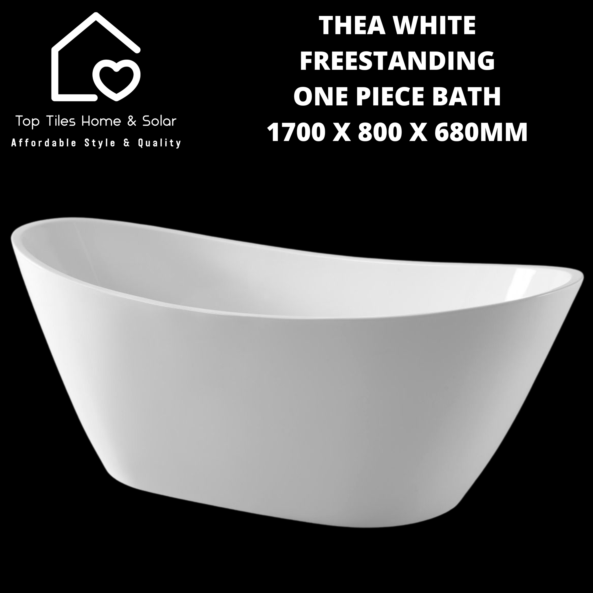 Thea White Freestanding One Piece Bath - 1700 x 800 x 680mm