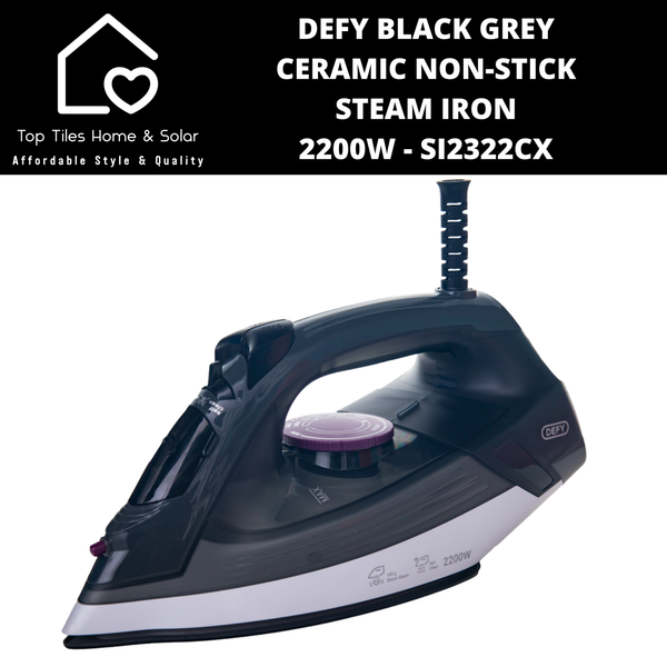 Defy Black Grey Ceramic Non-Stick Steam Iron - 2200W SI2322CX