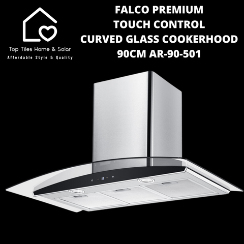 Falco Premium Touch Control Curved Glass Cookerhood - 90cm AR-90-501