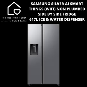 Samsung Silver Ai Smart Things (Wifi) Non Plumbed Side by Side Fridge - 617L Ice & Water Dispenser