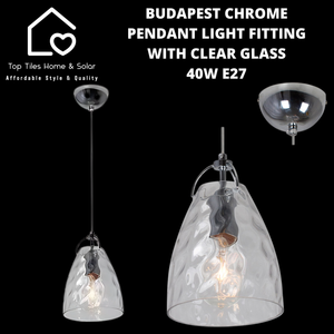 Budapest Chrome Pendant Light Fitting with Clear Glass - 40W E27