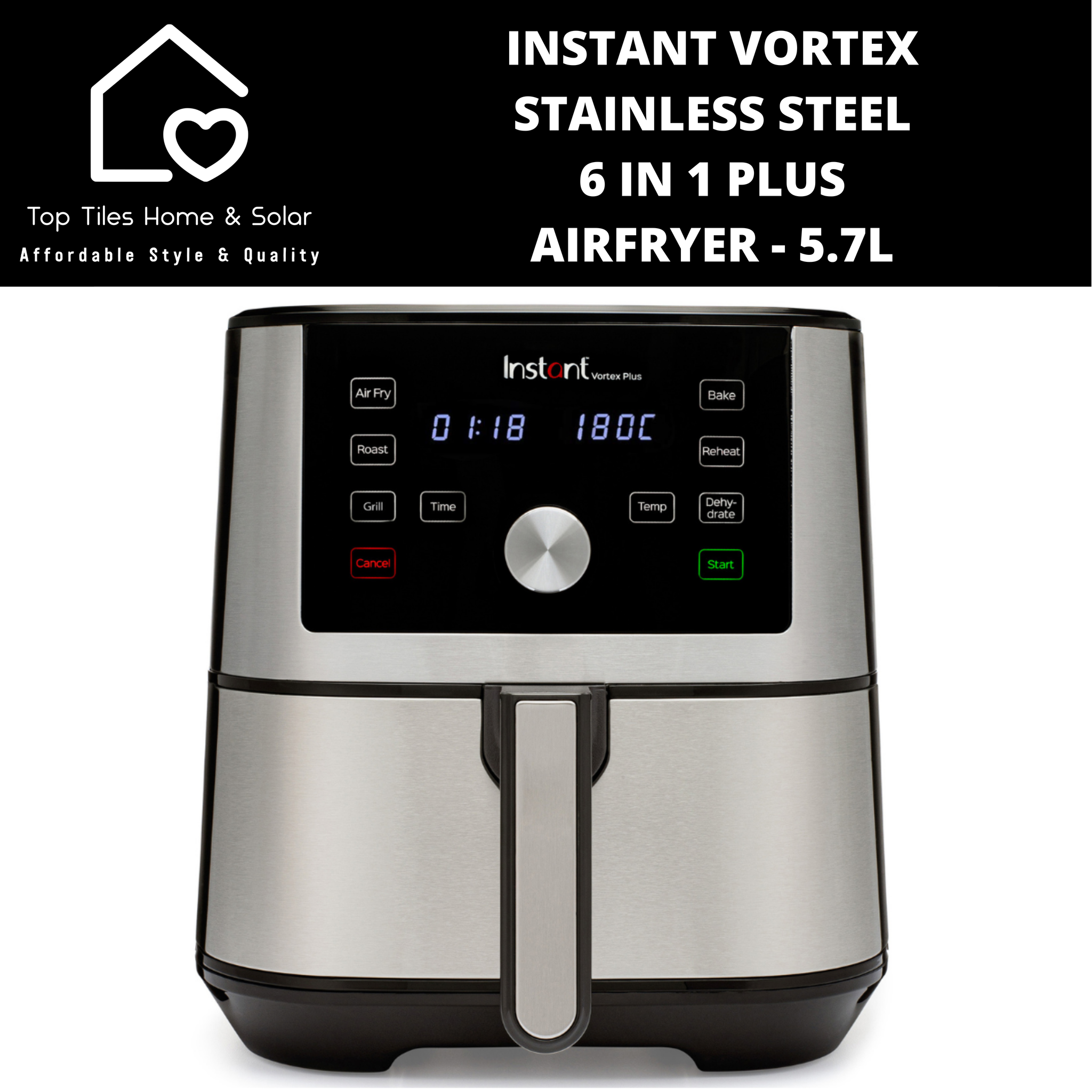 Instant Vortex Stainless Steel 6 in 1 Plus Airfryer - 5.7L
