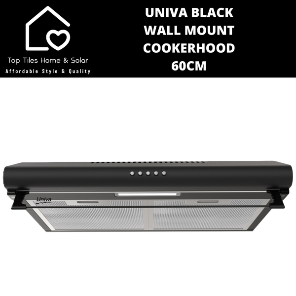 Univa Black Wall Mount Cookerhood - 60cm