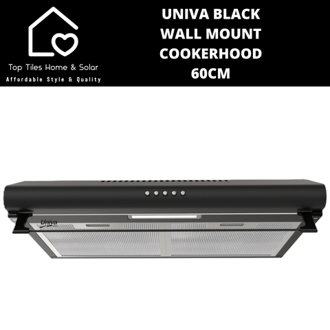 Univa Black Wall Mount Cookerhood - 60cm