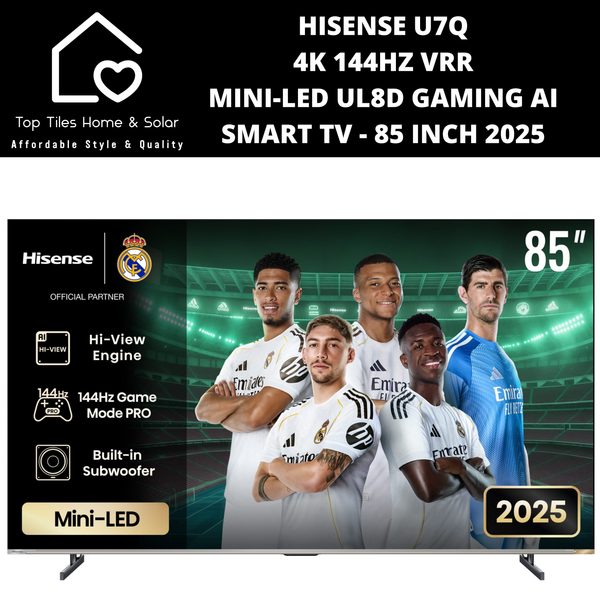 Hisense U7Q 4K 144Hz VRR  Mini-LED ULED Gaming Ai Smart TV - 85 Inch 2025