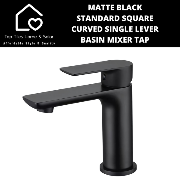 Matte Black Standard Square Curved Single Lever Basin Mixer Tap