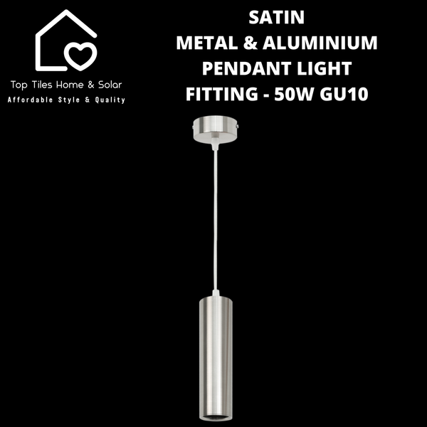 Satin Metal & Aluminium Pendant Light Fitting - 50W GU10