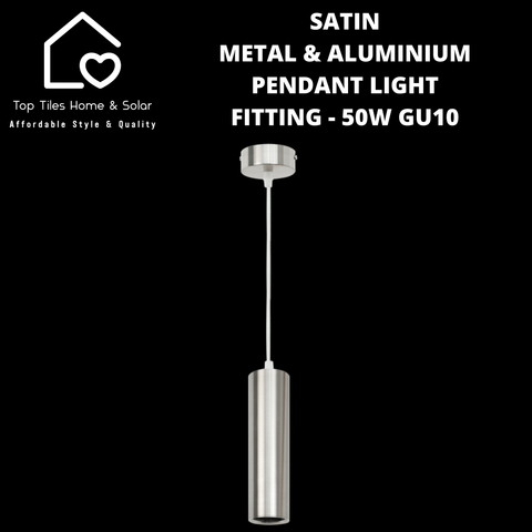 Satin Metal & Aluminium Pendant Light Fitting - 50W GU10
