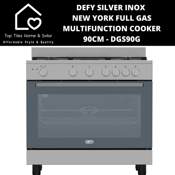 Defy Silver Inox New York Full Gas Multifunction Cooker - 90cm DGS90G