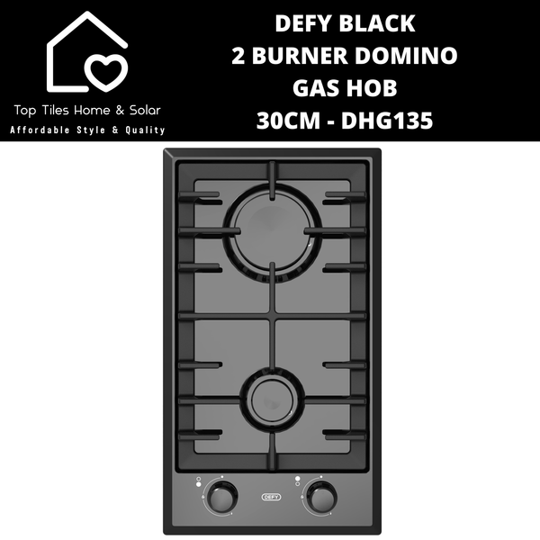 Defy Black 2 Burner Domino Gas Hob - 30cm DHG135