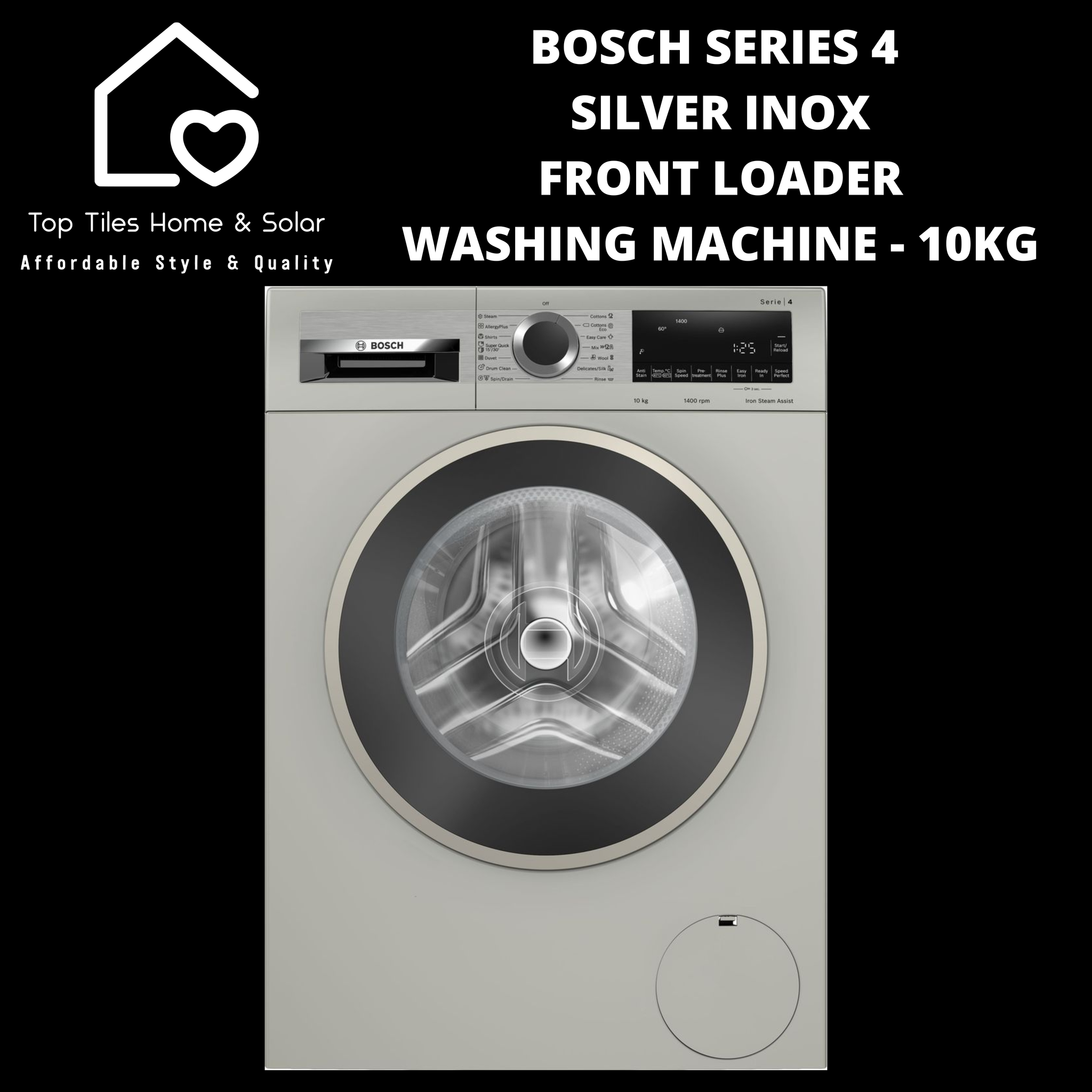 Bosch Series 4 - Silver Inox Front Loader Washing Machine - 10kg