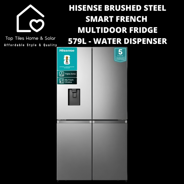 Hisense Brushed Steel Smart French MultiDoor Fridge  - 579L Water Dispenser