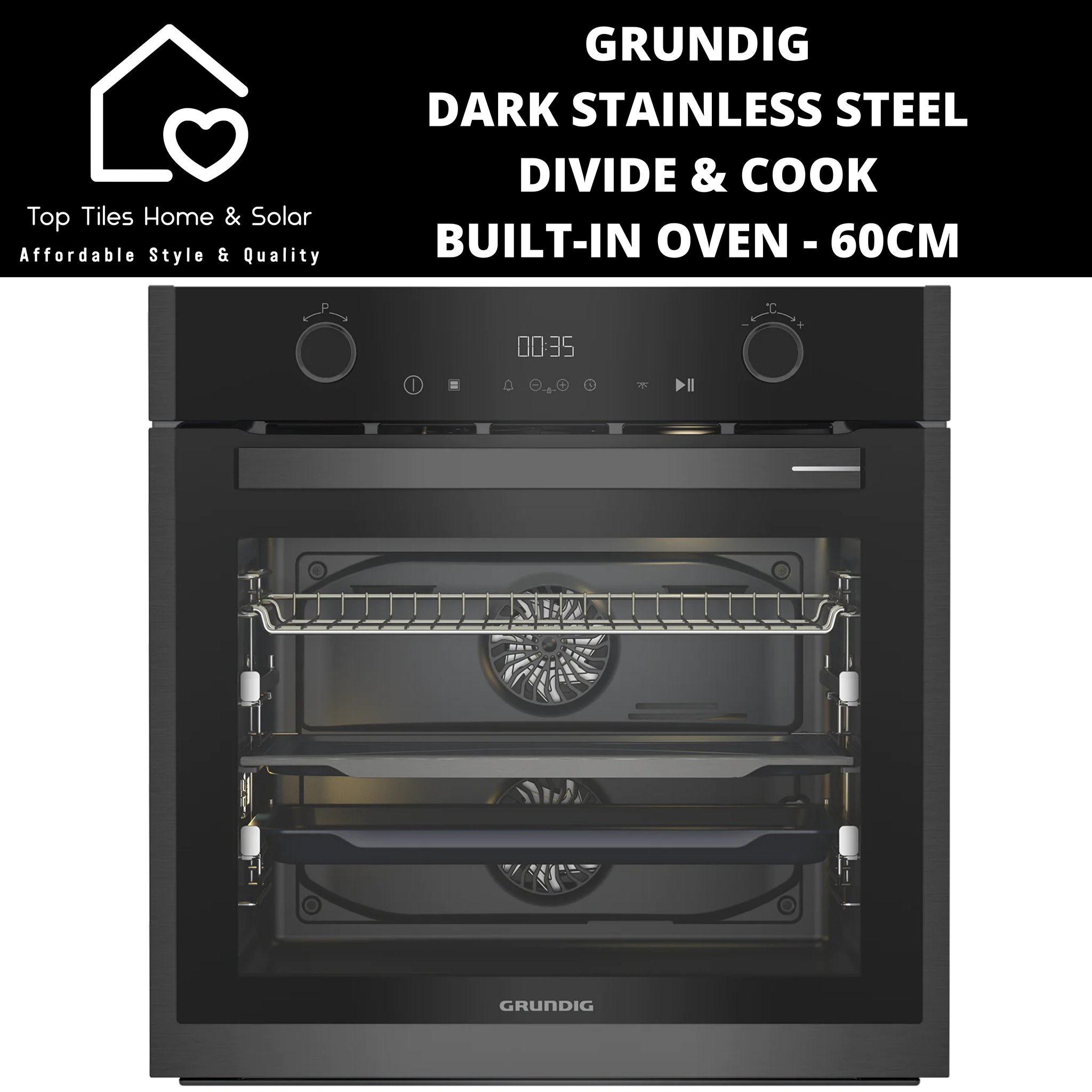 Grundig Dark Stainless Steel Divide & Cook Built-in Oven - 60cm