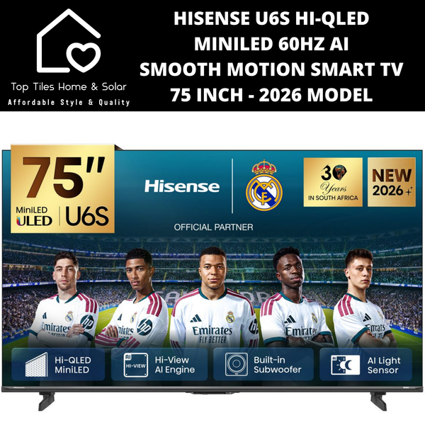 Hisense U6S Hi-QLED MiniLED 60Hz AI Smooth Motion Smart TV - 75 Inch 2026