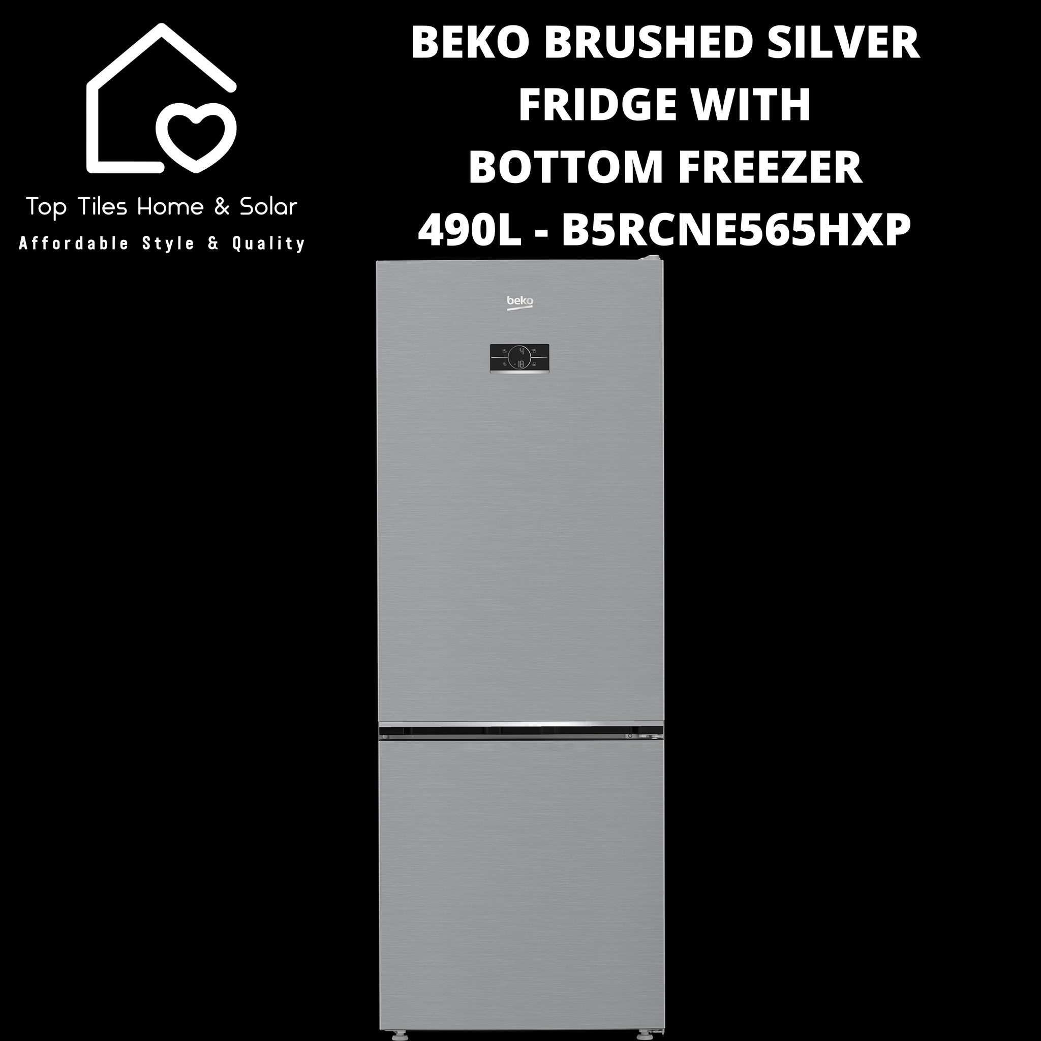 Beko Brushed Silver Fridge with Bottom Freezer - 490L B5RCNE565HXP
