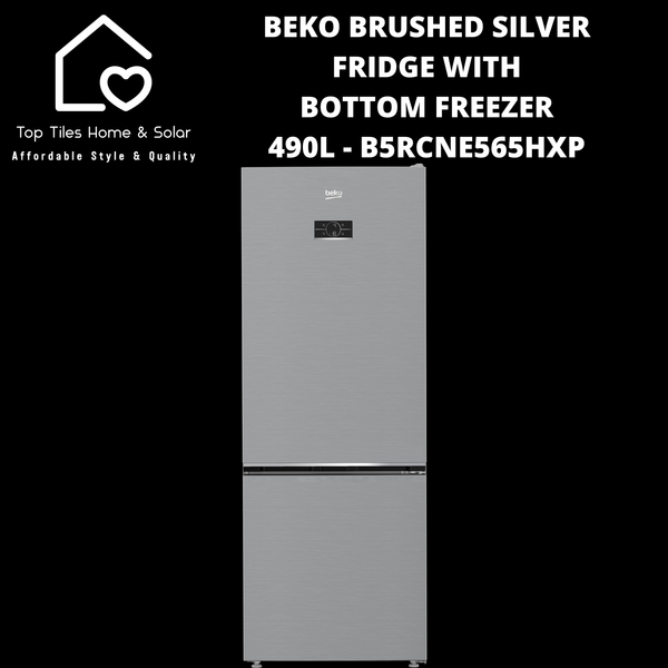 Beko Brushed Silver Fridge with Bottom Freezer - 490L B5RCNE565HXP