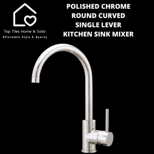 Polished Chrome Round Curved Single Lever Kitchen Sink Mixer