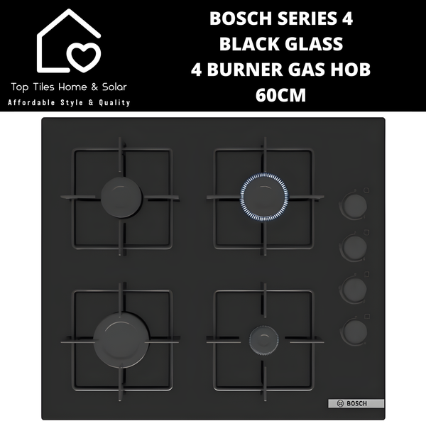 Bosch Series 4 - Black Glass 4 Burner Gas Hob - 60cm
