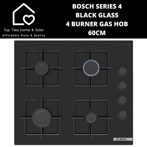 Bosch Series 4 - Black Glass 4 Burner Gas Hob - 60cm