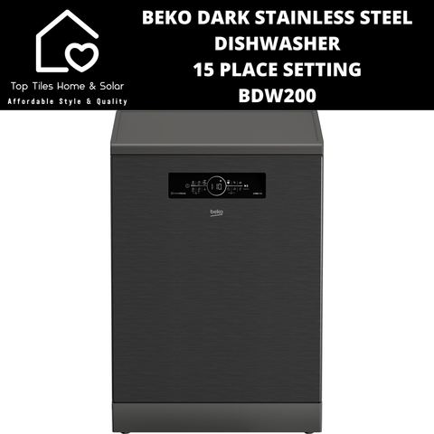 Beko Dark Stainless Steel Dishwasher - 15 Place Setting - BDW200