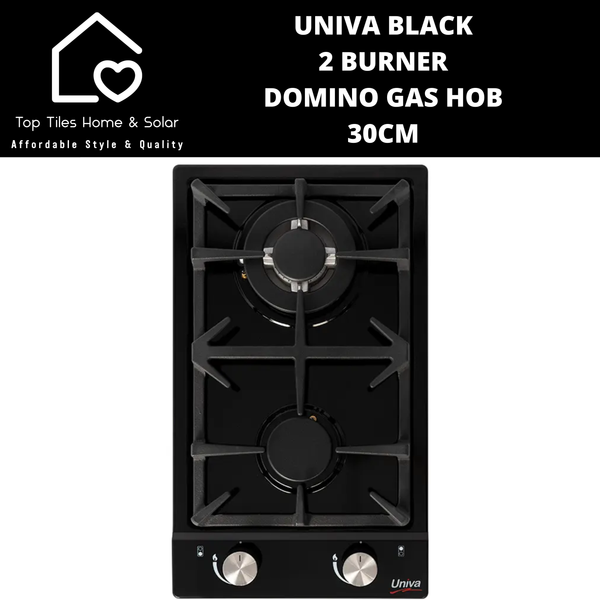 Univa Black 2 Burner Domino Gas Hob - 30cm