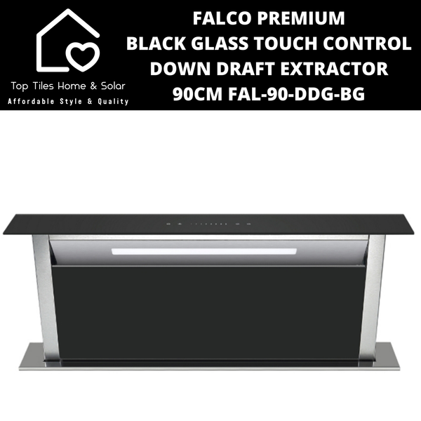 Falco Premium Black Glass Touch Control Down Draft Extractor - 90cm FAL-90-DDG-BG