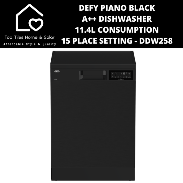 Defy Piano Black A++ Dishwasher 11.4L Consumption - 15 Place Setting DDW258