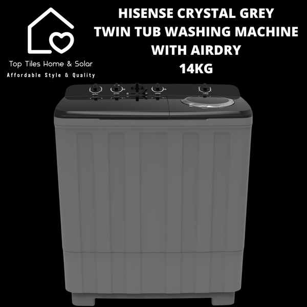 Hisense Crystal Grey Twin Tub Washing Machine with AirDry - 14kg