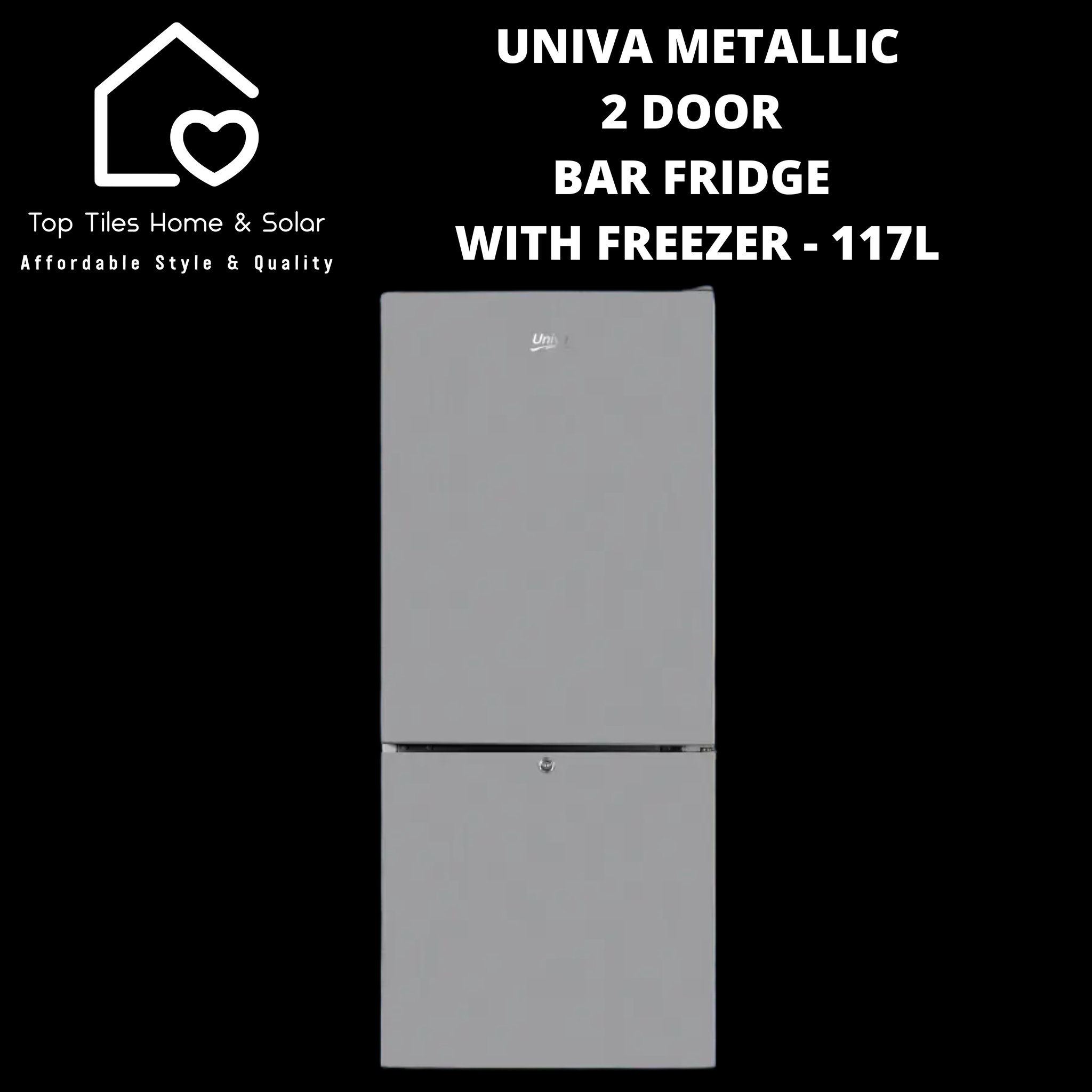 Univa Metallic 2 Door Bar Fridge with Freezer - 117L