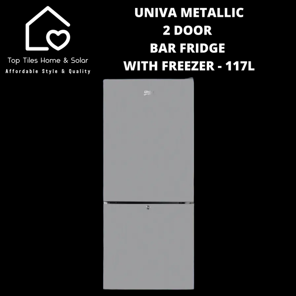 Univa Metallic 2 Door Bar Fridge with Freezer - 117L