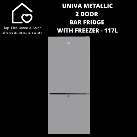 Univa Metallic 2 Door Bar Fridge with Freezer - 117L