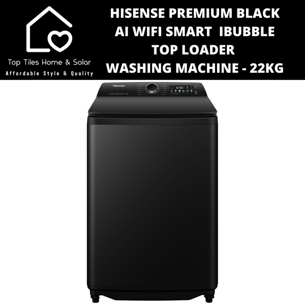 Hisense Premium Black Ai Wifi Smart  iBubble Top Loader Washing Machine - 22kg