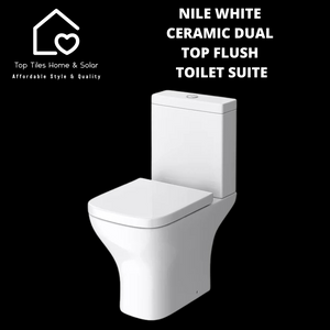 Nile White Ceramic Dual Top Flush Toilet Suite