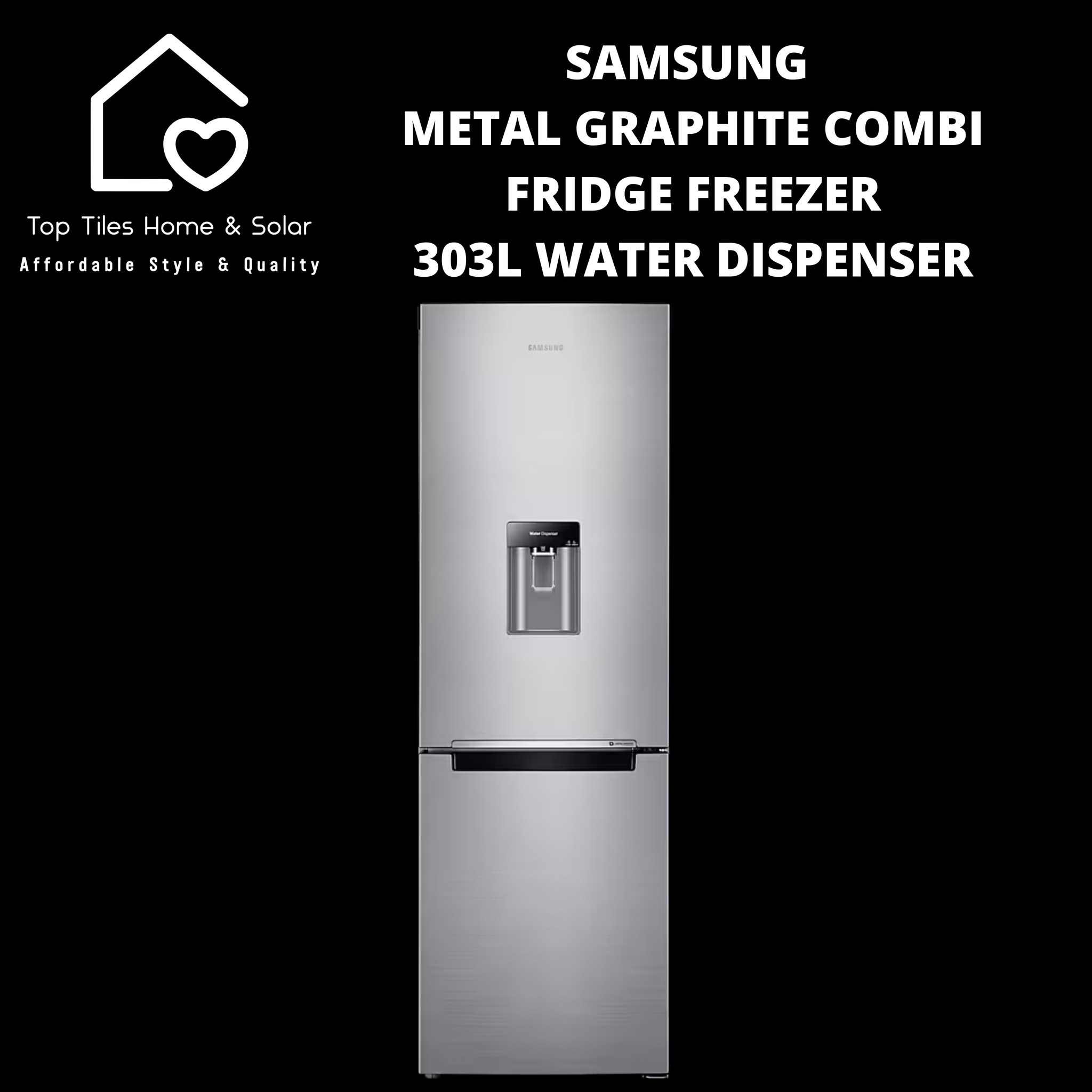Samsung Metal Graphite Combi Fridge Freezer - 303L Water Dispenser