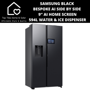 Samsung Black BESPOKE AI Side by Side 9” AI Home Screen - 594L Water & Ice Dispenser