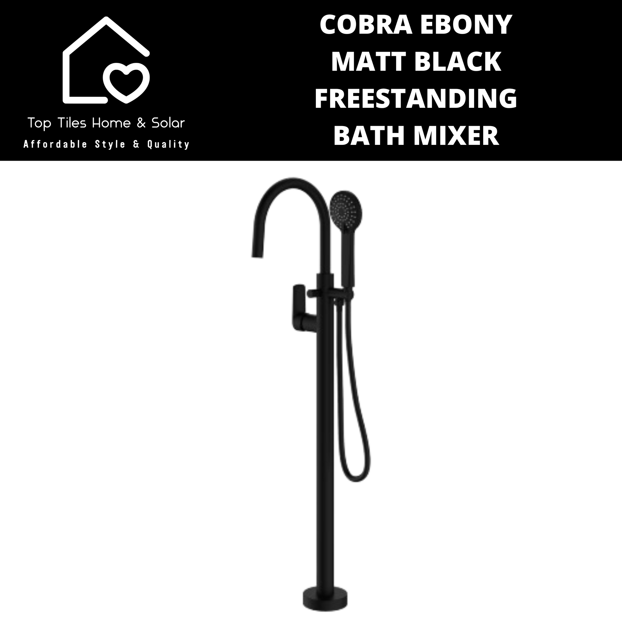 Cobra Ebony Matt Black Freestanding Bath Mixer