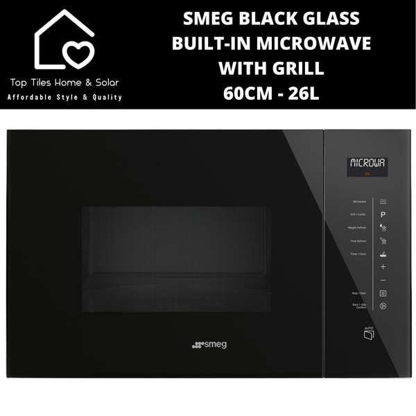 Smeg Black Glass Built-in Microwave with Grill - 60cm - 26L