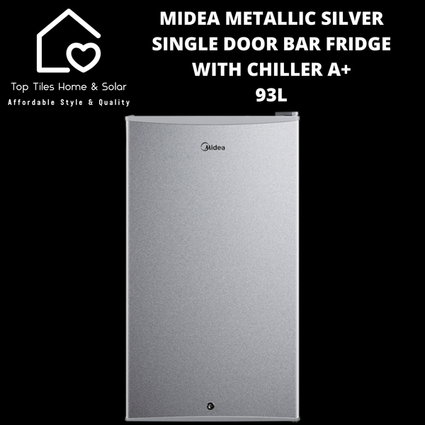 Midea Metallic Silver Single Door Bar Fridge with Chiller A+ - 93L