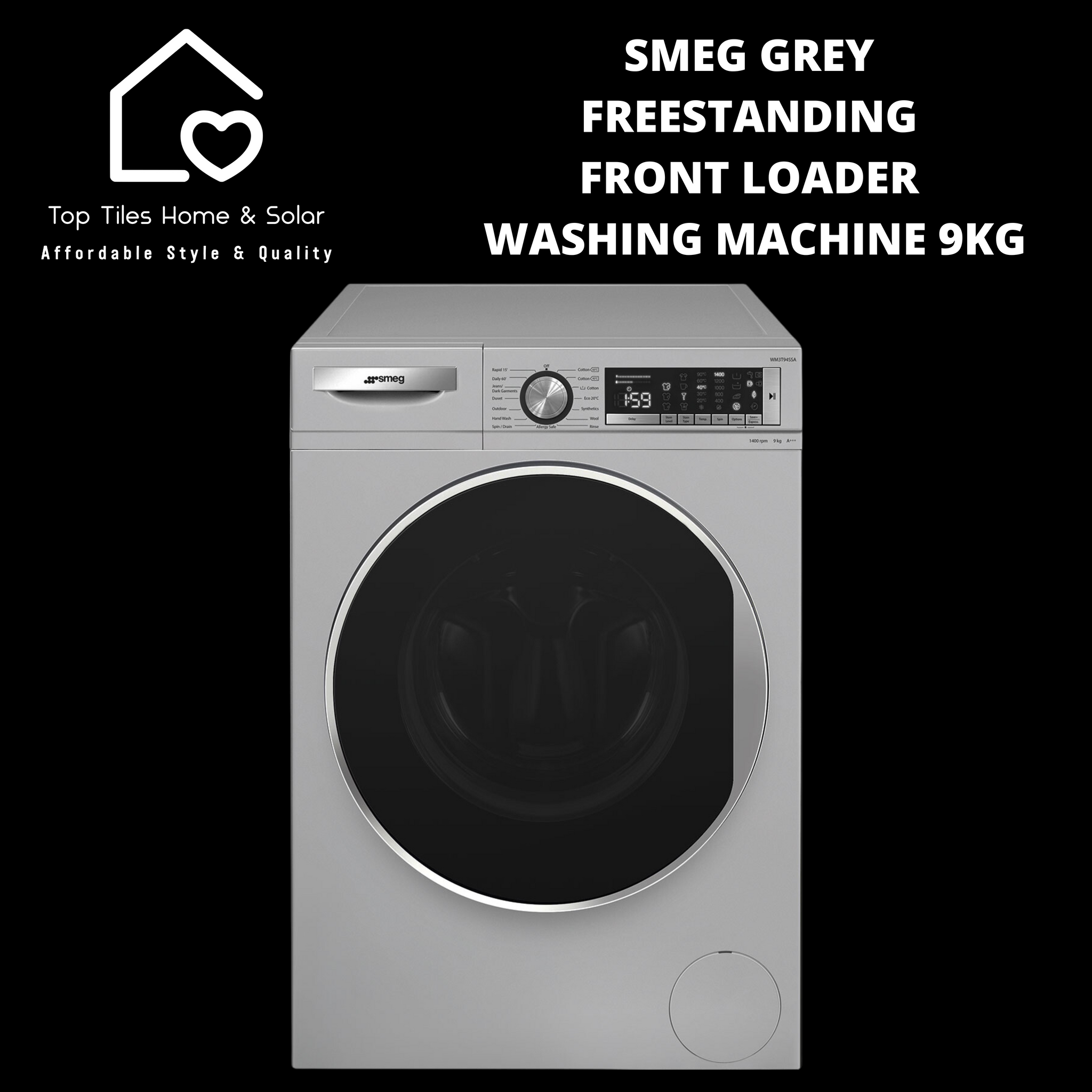 Smeg Grey Freestanding Front Loader Washing Machine - 9kg