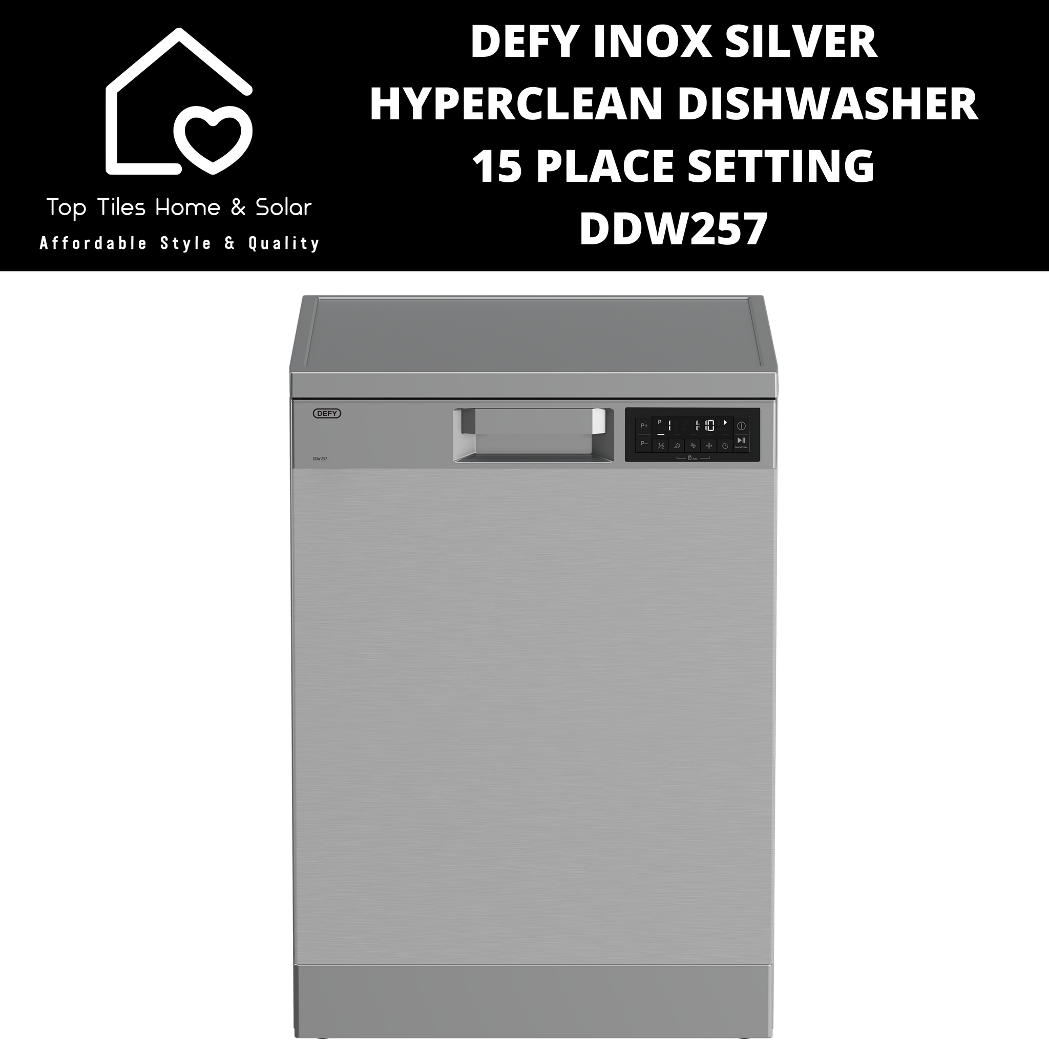 Defy Inox Silver HyperClean Dishwasher 15 Place Setting DDW257