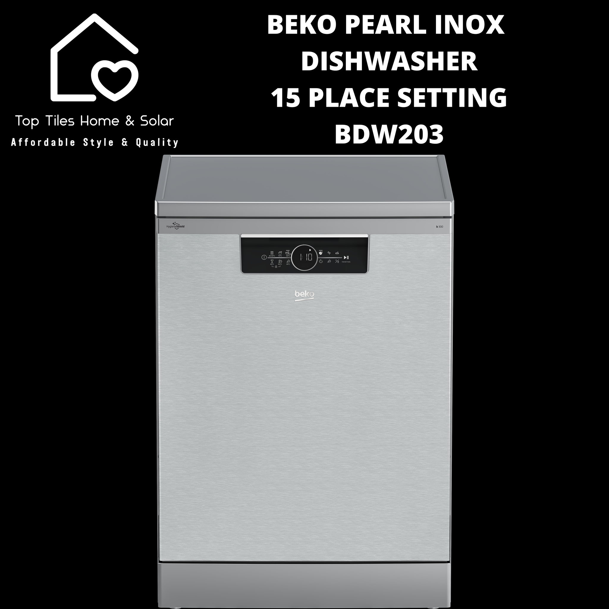Beko Pearl Inox Dishwasher - 15 Place Setting - BDW203